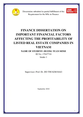 Luận văn thạc sĩ important financial factors affecting the profitability of listed real estate companies in vietnam