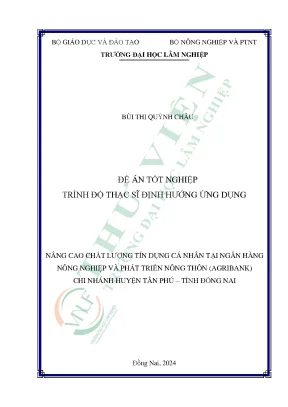 Nâng cao chất lượng tín dụng cá nhân tại ngân hàng nông nghiệp và phát triển nông thôn agribank chi nhánh huyện tân phú tỉnh đồng nai