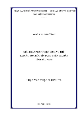 Luận văn thạc sĩ tài chính ngân hàng giải pháp phát triển dịch vụ thẻ tại các tổ chức tín dụng trên địa bàn tỉnh bắc ninh