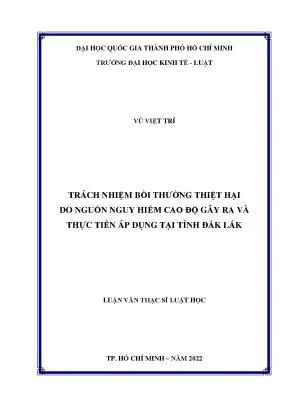 Trách nhiệm bồi thường thiệt hại r ndo nguồn nguy hiểm cao độ gây ra và r nthực tiễn áp dụng tại tỉnh đắk lắk