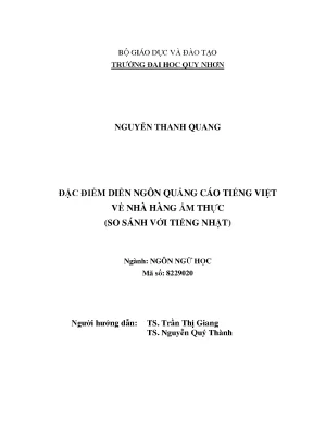 Luận văn thạc sĩ ngôn ngữ học đặc điểm diễn ngôn quảng cáo tiếng việt về nhà hàng ẩm thực so sánh với tiếng nhật