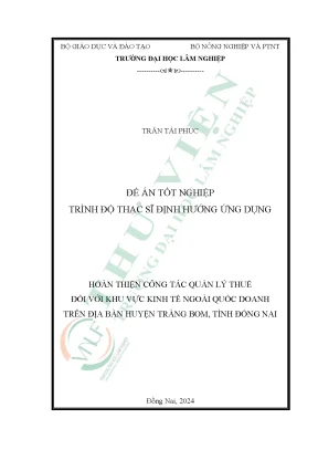 Hoàn thiện công tác quản lý thuế đối với khu vực kinh tế ngoài quốc doanh trên địa bàn huyện trảng bom tỉnh đồng nai