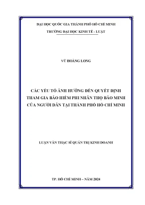 Các yếu tố ảnh hưởng đến quyết định tham gia bảo hiểm phi nhân thọ bảo minh của người dân tại thành phố hồ chí minh