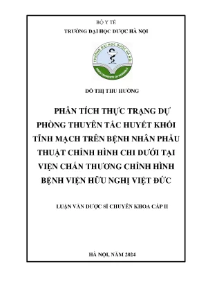 Phân tích thực trạng dự phòng thuyên tắc huyết khối tĩnh mạch trên bệnh nhân phẫu thuật chỉnh hình chi dưới tại viện chấn thương chỉnh hình bệnh viện hữu nghị việt đức