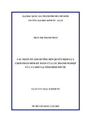 Các nhân tố ảnh hưởng đến quyết định lựa r nchọn phần mềm kế toán của các doanh nghiệp r nvừa và nhỏ tại tỉnh bình phước