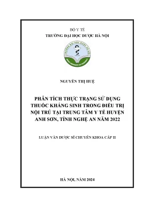 Phân tích thực trạng sử dụng thuốc kháng sinh trong điều trị nội trú tại trung tâm y tế huyện anh sơn tỉnh nghệ an năm 2022