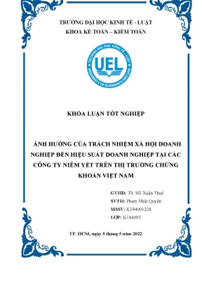 Ảnh hưởng của trách nhiệm xã hội doanh r nnghiệp đến hiệu suất doanh nghiệp tại các r ncông ty niêm yết trên thị trường chứng r nkhoán việt nam