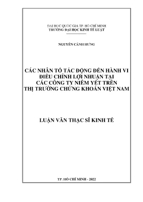 Các nhân tố tác động đến hành vi điều chỉnh lợi nhuận tại các công ty niêm yết trên thị trường chứng khoán việt nam