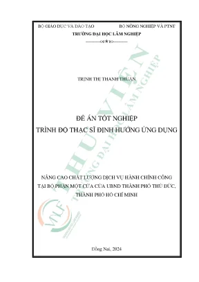Nâng cao chất lượng dịch vụ hành chính công tại bộ phận một cửa của ubnd thành phố thủ đức thành phố hồ chí minh