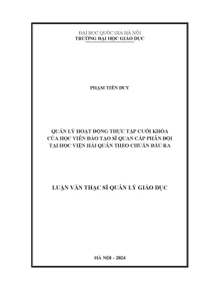 Quản lý hoạt động thực tập cuối khóa của học viên đào tạo sĩ quan cấp phân đội tại học viện hải quân theo chuẩn đầu ra