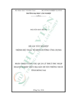 Hoàn thiện công tác quản lý thuế thu nhập doanh nghiệp trên địa bàn huyện thống nhất tỉnh đồng nai