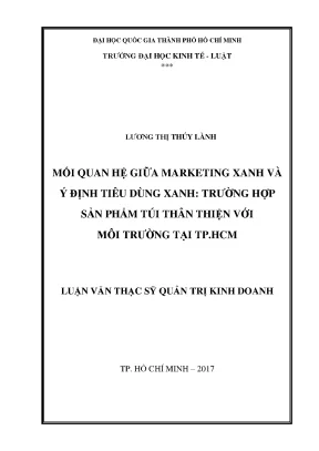 Mối quan hệ giữa marketing xanh và r ný định tiêu dùng xanh trường hợp r nsản phẩm túi thân thiện với r nmôi trường tại tp hcm