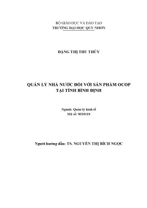 Luận văn thạc sĩ quản lý kinh tế quản lý nhà nước đối với sản phẩm ocop tại tỉnh bình định
