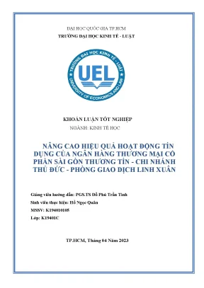 Nâng cao hiệu quả hoạt động tín dụng cuả ngân hàng thương mại cổ phần sài gòn thương tín chi nhánh thủ đức phòng giao dịch linh xuân