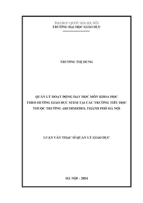Quản lý hoạt động dạy học môn khoa học theo hướng giáo dục stem tại các trường tiểu học thuộc trường archimedes thành phố hà nội