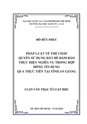 Pháp luật về thế chấp quyền sử dụng đất để đảm bảo thực hiện nghĩa vụ trong hợp đồng tín dụng qua thực tiễn tại tỉnh an giang