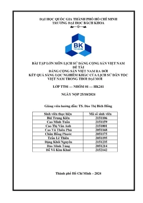 Đảng cộng sản việt nam ra đời kết quả sàng lọc nghiêm khắc của lịch sử dân tộc việt nam trong thời đại mới