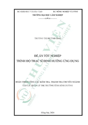 Hoàn thiện công tác kiểm tra thanh tra chuyên ngành tại cục quản lý thị trường tỉnh bình dương