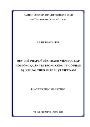 Quy chế pháp lý của thành viên độc lập hội đồng quản trị trong công ty cổ phần đại chúng theo pháp luật việt nam
