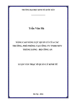 Luận văn thạc sĩ quản lý kinh tế nâng cao năng lực quản lý của các trưởng phó phòng tại công ty tnhh mtv thăng long bộ công an