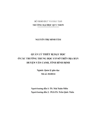 Luận văn thạc sĩ quản lý giáo dục quản lý thiết bị dạy học ở các trường trung học cơ sở trên địa bàn huyện vân canh tỉnh bình định