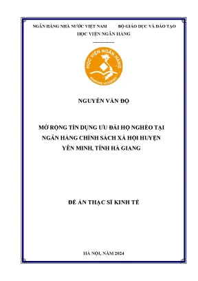 Luận văn thạc sĩ tài chính ngân hàng mở rộng tín dụng ưu đãi hộ nghèo tại ngân hàng chính sách xã hội huyện yên minh tỉnh hà giang