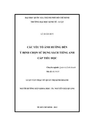 Các yếu tố ảnh hưởng đến ý định chọn sử dụng sách tiếng anh cấp tiểu học
