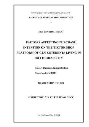 Factors affecting purchase intention on tiktok shop platform of gen z students living in ho chi minh city