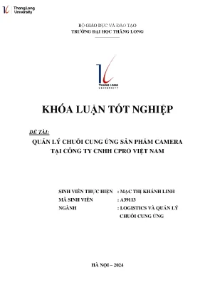 Quản lý chuỗi cung ứng sản phẩm camera tại công ty cnhh cpro việt nam