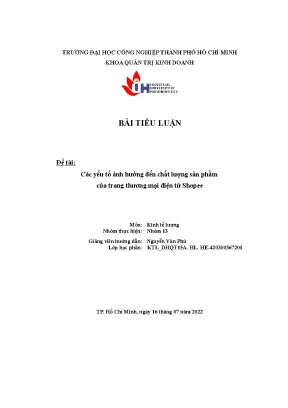 Các yếu tố ảnh hưởng đến chất lượng sản phẩm của trang thương mại điện tử shopee