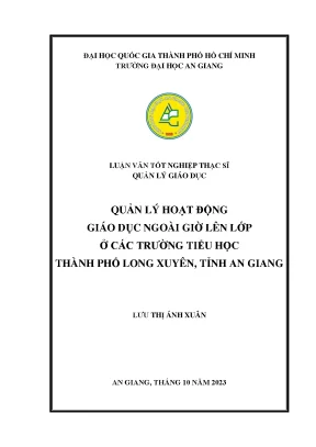 Quản lý hoạt động giáo dục ngoài giờ lên lớp ở các trường tiểu học thành phố long xuyên tỉnh an giang