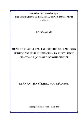 Quản lý chất lượng tại các trường cao đẳng áp dụng mô hình khung quản lý chất lượng của tổng cục giáo dục nghề nghiệp
