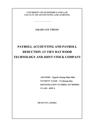 Payroll accounting and payroll r ndeduction at tien dat wood r ntechnology and joint stock company