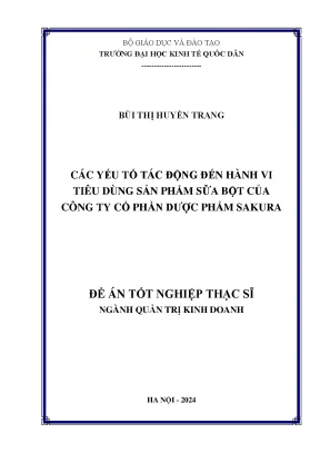 Các yếu tố tác động đến hành vi tiêu dùng sản phẩm sữa bột của công ty cổ phần dược phẩm sakura