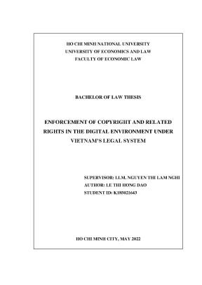 Enforcement of copyright and related r nrights in the digital environment under r nvietnams legal system