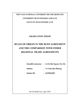 Rules of origin in the rcep agreement and the comparison with other regional trade agreements