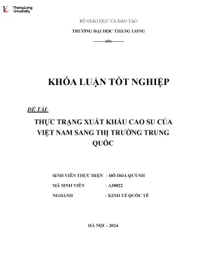 Thực trạng xuất khẩu cao su của việt nam sang thị trường trung quốc