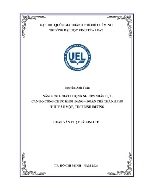 Nâng cao chất lượng nguồn nhân lực cán bộ công chức khối đảng đoàn thể thành phố thủ dầu một tỉnh bình dương