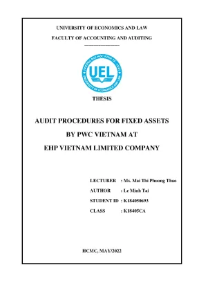 Audit procedures for fixed assets r nby pwc vietnam at r nehp vietnam limited company