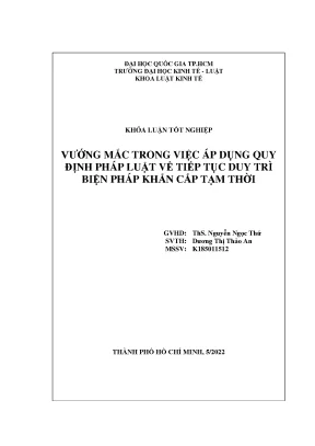 Vướng mắc trong việc áp dụng quy r nđịnh pháp luật về tiếp tục duy trì r nbiện pháp khẩn cấp tạm thời