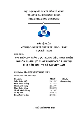 Vai trò của giáo dục trong việc phát triển nguồn nhân lực chất lượng cao phục vụ cho nền kinh tế số tại việt nam