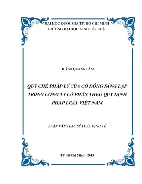 Quy chế pháp lý của cổ đông sáng lập trong công ty cổ phần theo quy định pháp luật việt nam