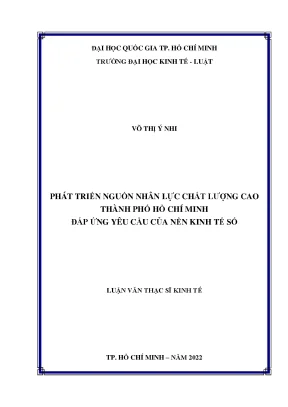 Phát triển nguồn nhân lực chất lượng cao thành phố hồ chí minh đáp ứng yêu cầu của nền kinh tế số