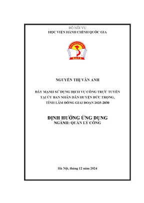 Đẩy mạnh sử dụng dịch vụ công trực tuyến tại ủy ban nhân dân huyện đức trọng tỉnh lâm đồng giai đoạn 2025 2030