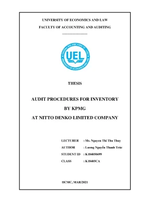 Audit procedures for inventory r nby kpmg r nat nitto denko limited company