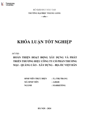 Hoàn thiện hoạt động xây dựng và phát triển thương hiệu công ty cổ phần thương mại quảng cáo xây dựng địa ốc việt hân