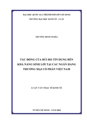 Tác động của rủi ro tín dụng đến khả năng sinh lời tại các ngân hàng thương mại cổ phần việt nam