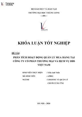 Phân tích hoạt động quản lý mua hàng tại công ty cổ phần thương mại và dịch vụ hbs việt nam