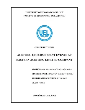 Auditing of subsequent events at r neastern auditing limited company