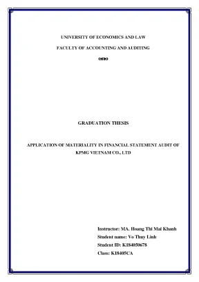 Application of materiality in financial statement audit of r nkpmg vietnam co ltd